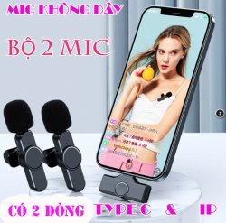 Micro dùng thu âm quay phim - loại không dây K8-k9 pro - Jack Lighting iPhone và Type C